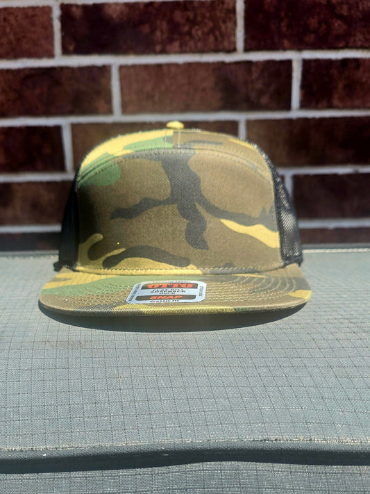 7 panel Camo cap - (green, brown, black)
